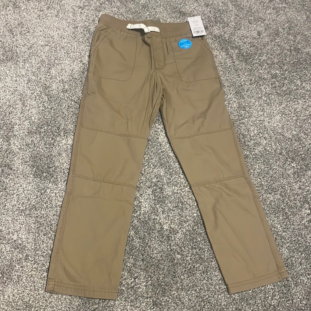 NWT Carter's Kid Cotton Blend Joggers Boy's Size 7 Khaki Elastic Waist